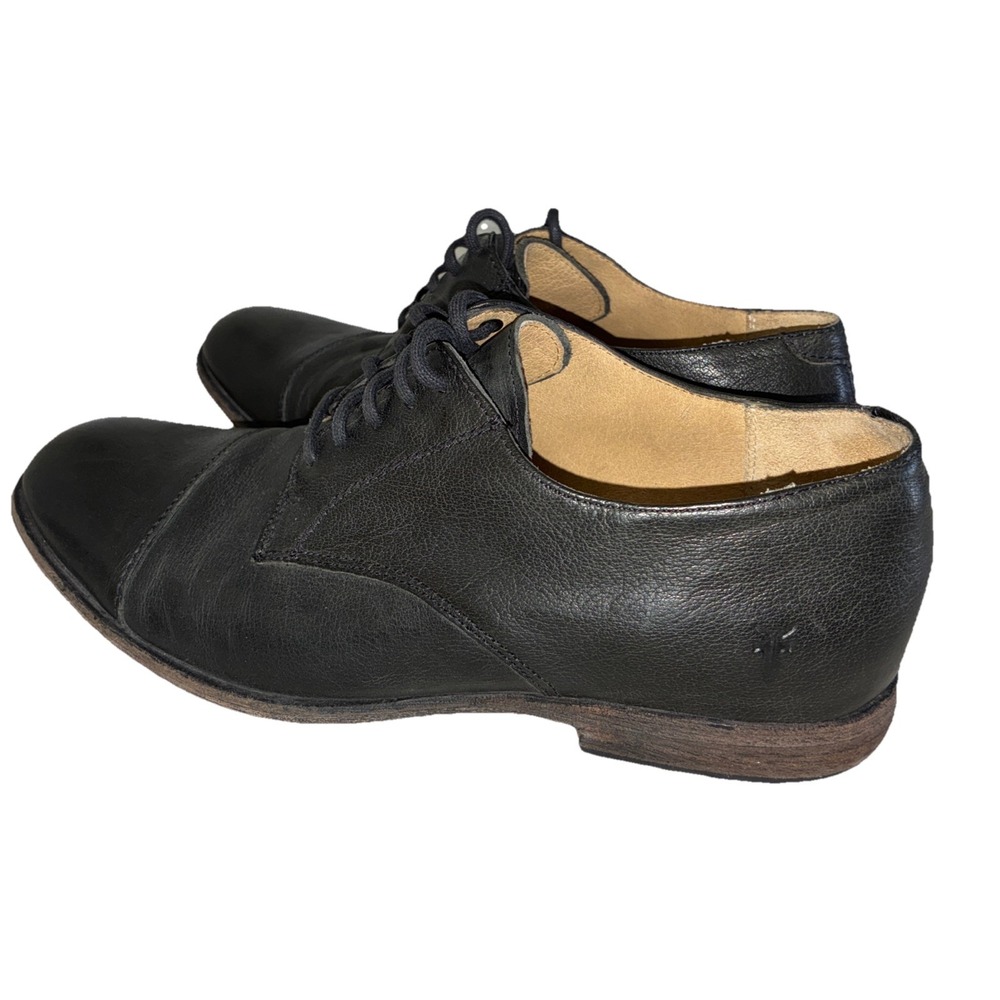 Frye Harvey Shoes Men's 9 D Black Leather Cap Toe Oxford‎ Dress Lace Up